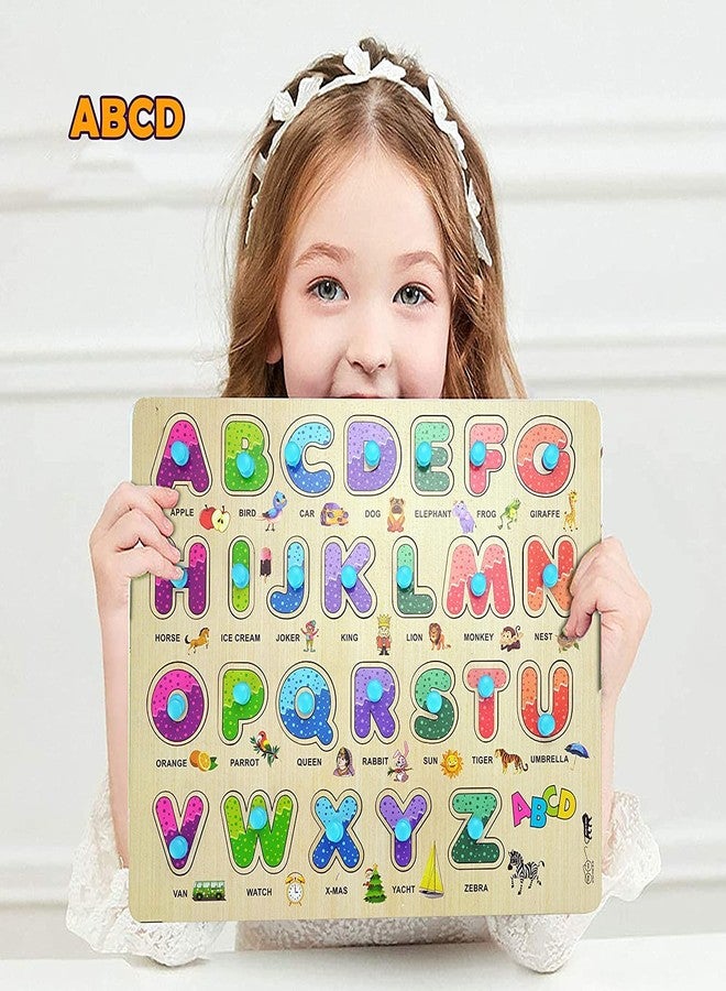 APPSTER Jumbo Size Animal, Fruits, Vegetables, ABCD & Numbers Wooden Puzzle Toy for Kids Jigsaw Puzzles for Adults Baby Learning Educational Toys Board Game - Pack of 5pcs - Image 5